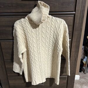 Moda International Ivory Cable Knit Turtleneck Sweater